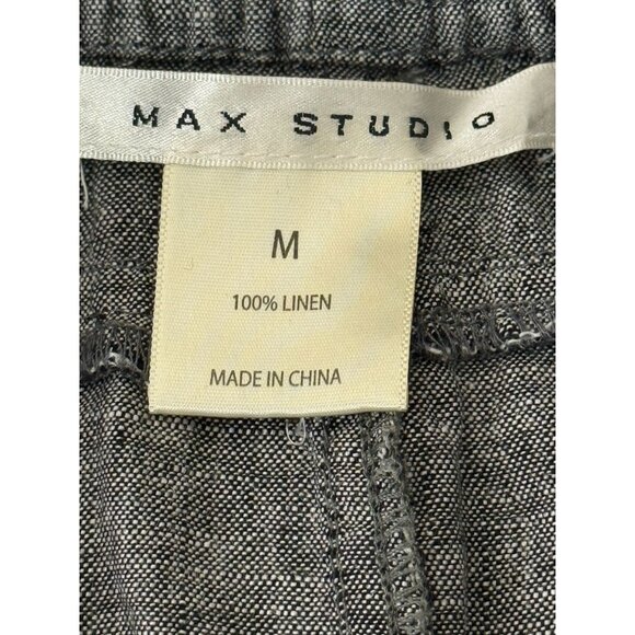 Max Studio 100% Linen Charcoal Gray Drawstring Mini Skirt w/ Pockets Size Medium - Picture 6 of 8